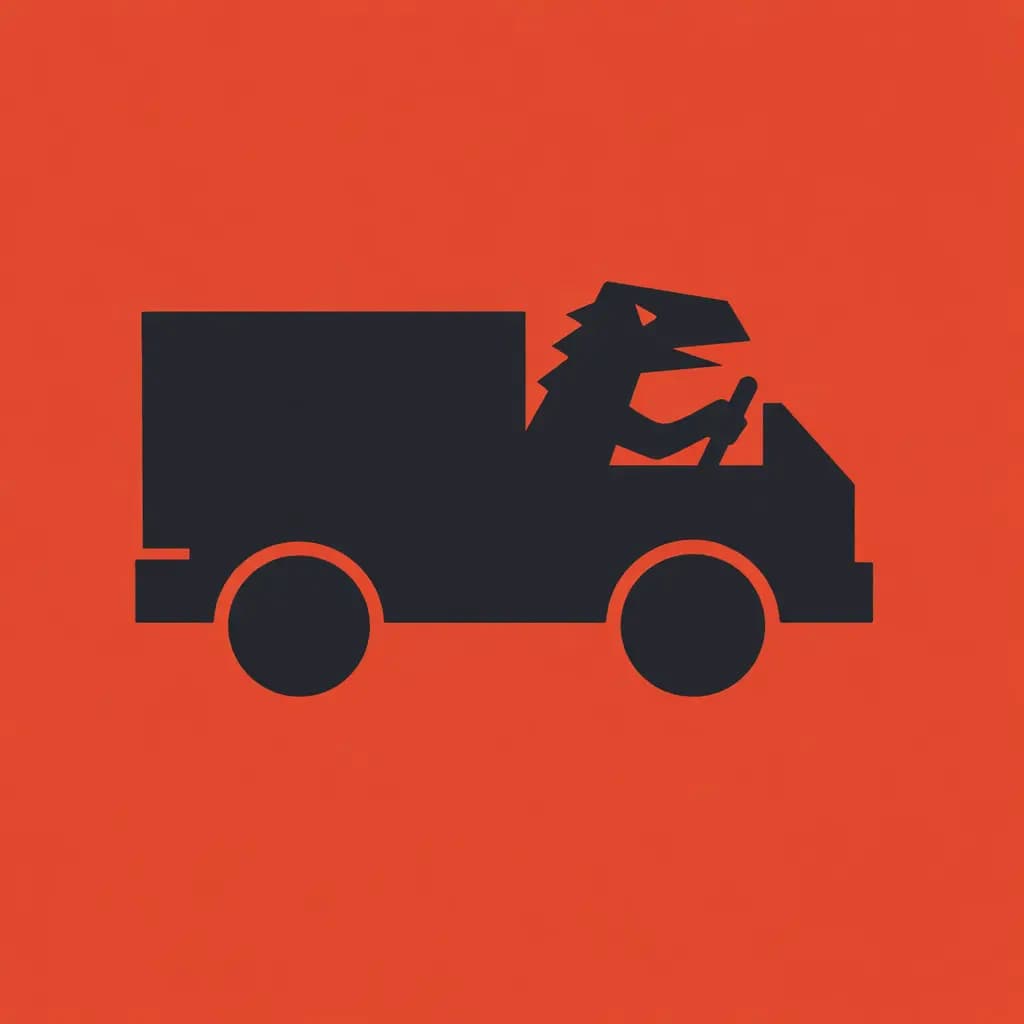 Динозавр за рулем грузовика